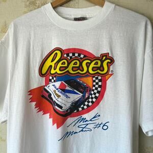 Vintage 90s Mark Martin Reese's NASCAR T-Shirt | Single Stitch | Size XL